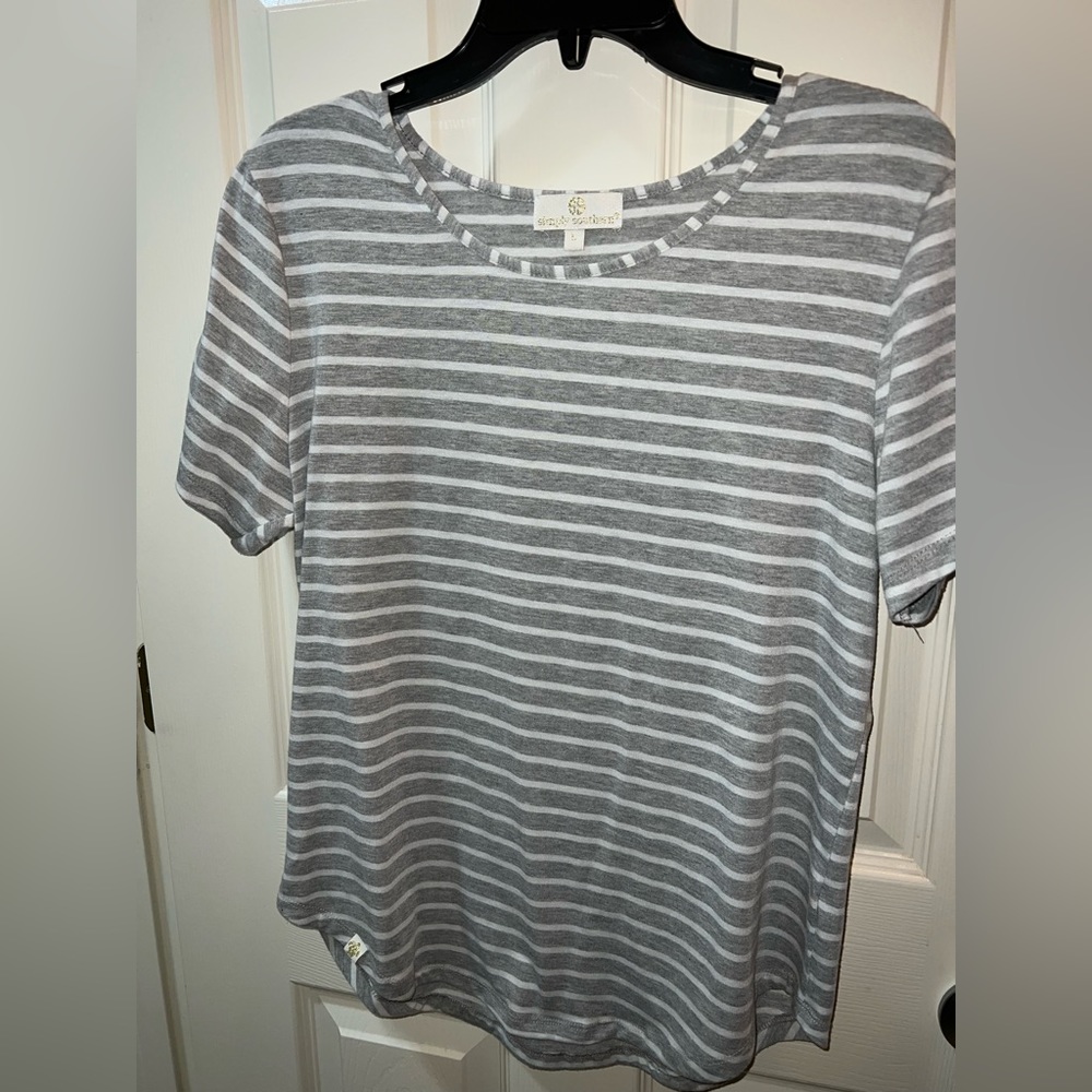 SIMPLY SOUTHERN Collection Womens Size Large Striped Slit Sleeve Shirt Top